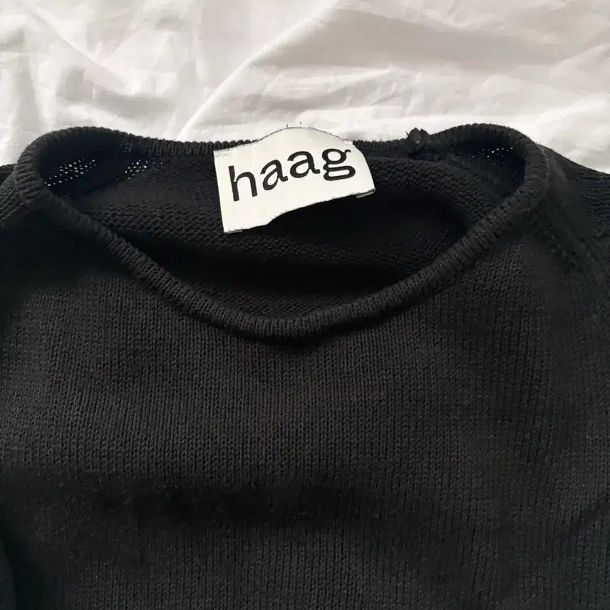 [BUNJANG] Haag Black Crop Knit Top / haag 블랙 크롭 니트 탑