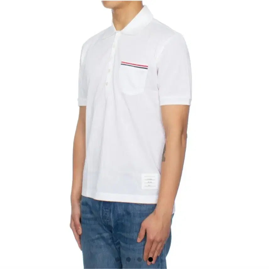 [BUNJANG] Thom Browne White Short Sleeve Polo Shirt / 톰브라운 화이트 반팔 카라티 사이즈 2
