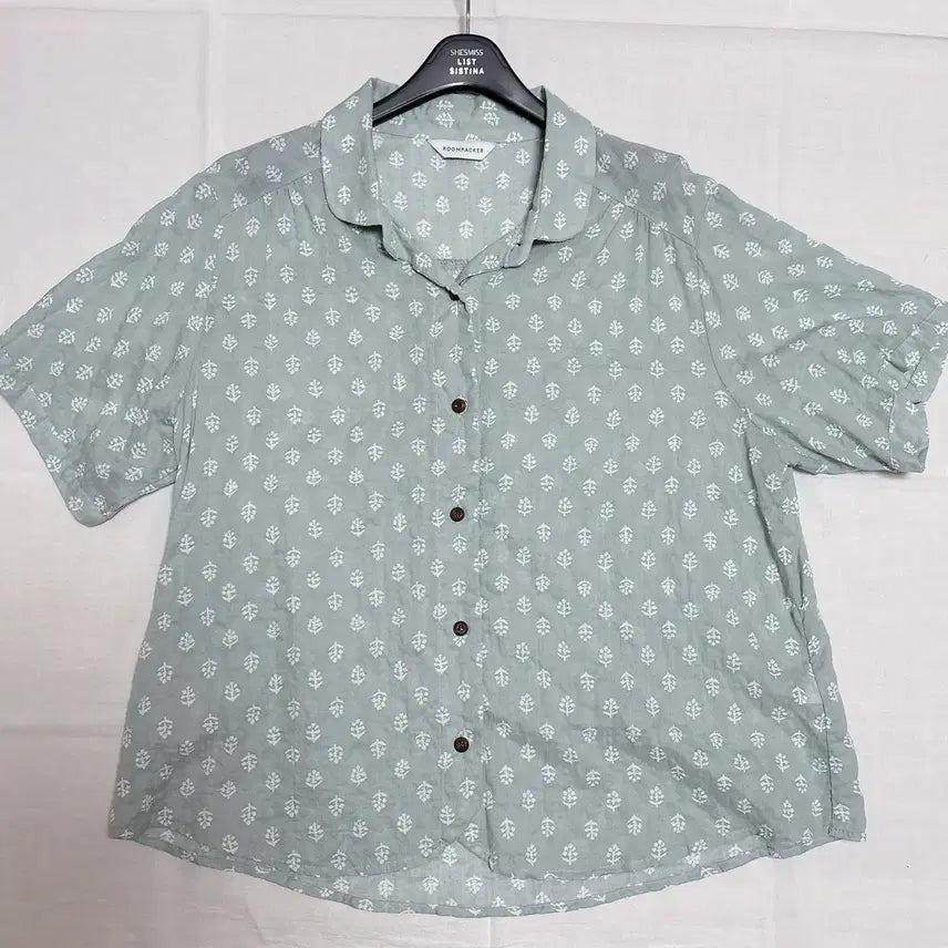 [BUNJANG] Leaf Pattern Cotton-Rayon Blend Summer Blouse / 면레이온 시원한 여름 셔츠 블라우스 (free)