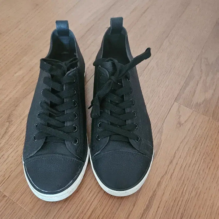 [BUNJANG] Black Leather Sneakers Low-Top Style / 블랙 레더 스니커즈 단화 스타일