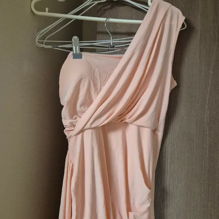 [BUNJANG] Pink One-Shoulder Long Dress / 원숄더 핑크 롱 드레스 파티 2부드레스