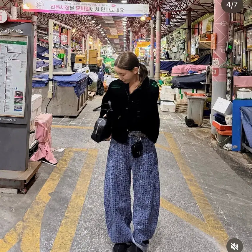 [BUNJANG] [새상품] 라츠유 지윰 트위드 팬츠 벌룬팬츠 네이비 블루 팬츠 / [새상품] 라츠유 지윰 트위드 팬츠 벌룬팬츠 네이비 블루 팬츠