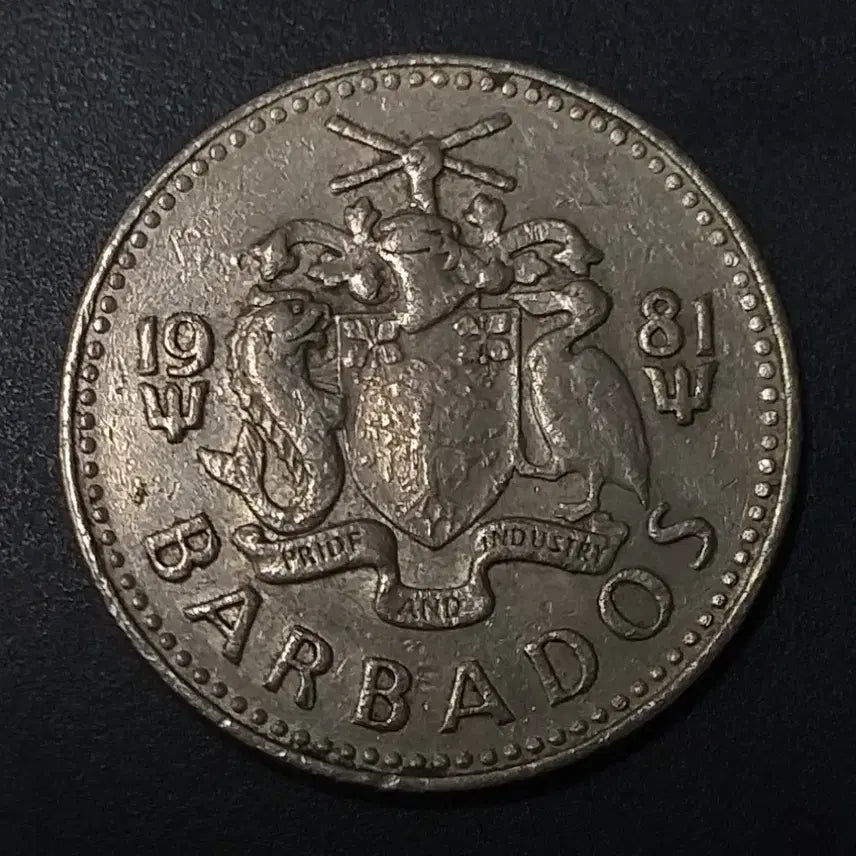 [BUNJANG] 1981 Barbados 25 Cent Coin / [희귀] 1981년 바베이도스 25센트 동전 w579