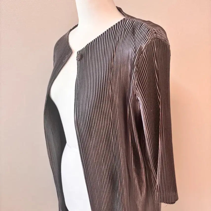 [BUNJANG] Pleats Gray Silver Jacket Set / 플리츠 그레이 은갈치 자켓 세트