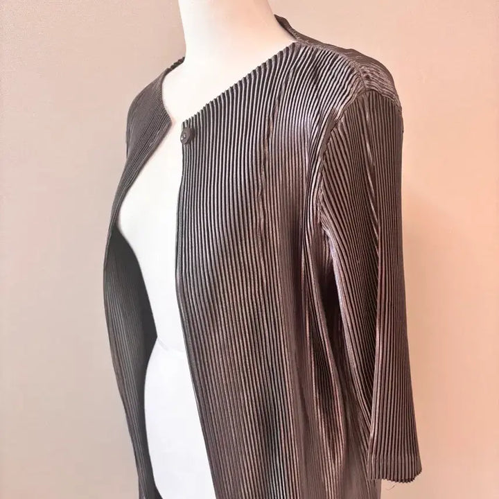 [BUNJANG] Pleats Gray Silver Jacket Set / 플리츠 그레이 은갈치 자켓 세트