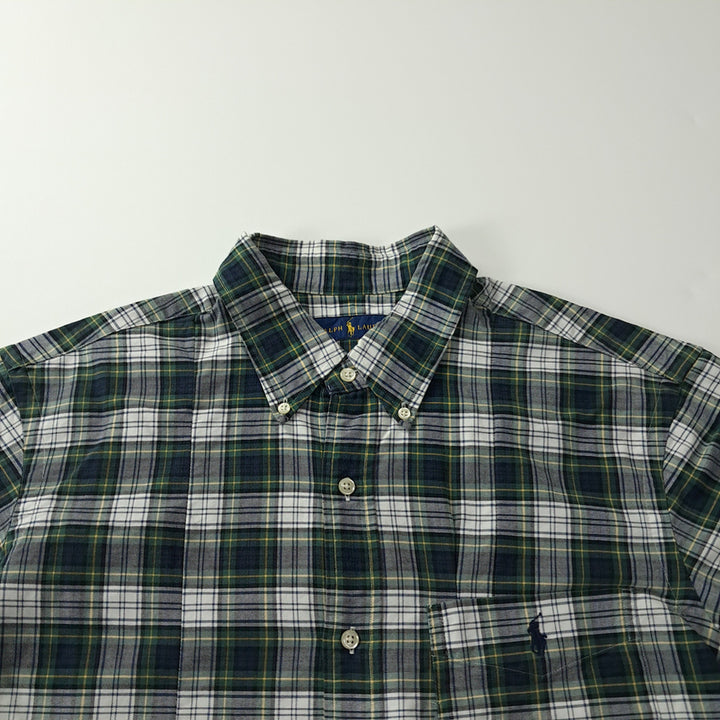 [BUNJANG] CK412 XL 폴로 90s 클래식 타탄체크 반팔 셔츠 남방 / CK412 XL 폴로 90s 클래식 타탄체크 반팔 셔츠 남방