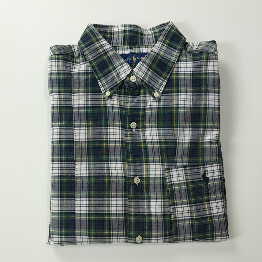 [BUNJANG] CK412 XL 폴로 90s 클래식 타탄체크 반팔 셔츠 남방 / CK412 XL 폴로 90s 클래식 타탄체크 반팔 셔츠 남방