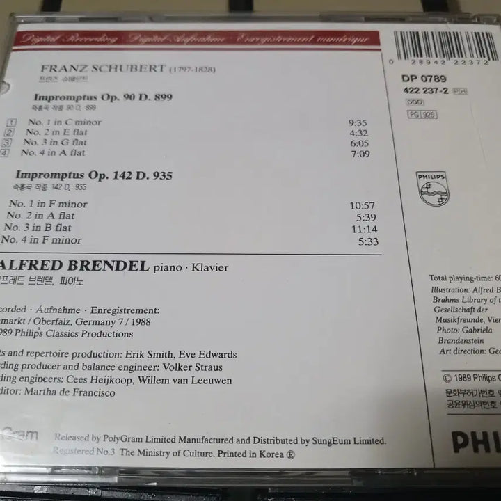 [BUNJANG] 슈베르트의 즉흥곡 Op.90과 Op.142를 알프레드 브렌델의 피아노 / 슈베르트의 즉흥곡 Op.90과 Op.142를 알프레드 브렌델의 피아노