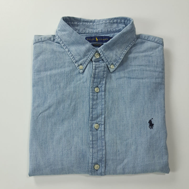 [BUNJANG] CK416 XL 폴로 00s 샴브레이 라이트블루 반팔 셔츠 남방 / CK416 XL 폴로 00s 샴브레이 라이트블루 반팔 셔츠 남방
