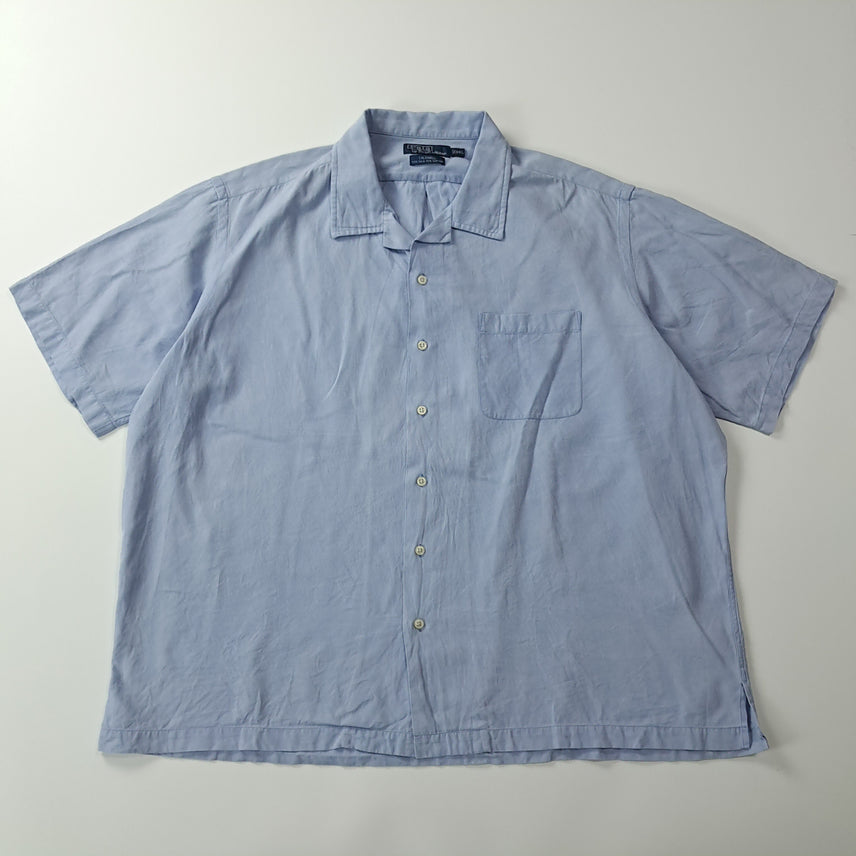 [BUNJANG] CK417 2XL 폴로 90s 박스핏 실크 스카이블루 반팔 셔츠 남방 / CK417 2XL 폴로 90s 박스핏 실크 스카이블루 반팔 셔츠 남방