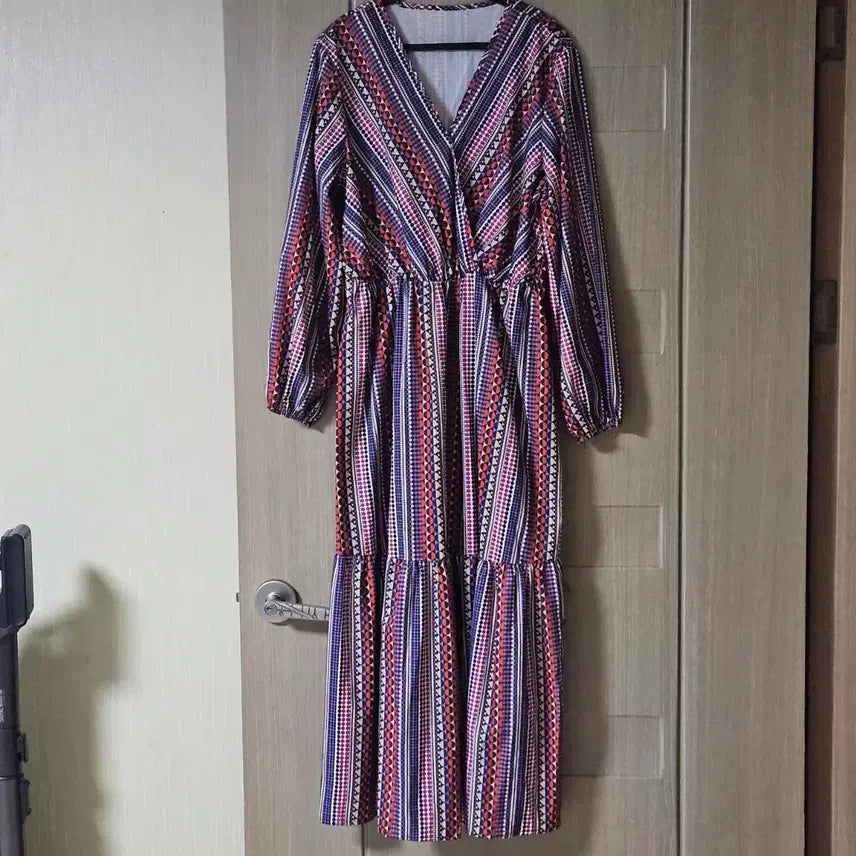 [SOLD OUT] 패턴 롱 원피스 브이넥 원피스 66