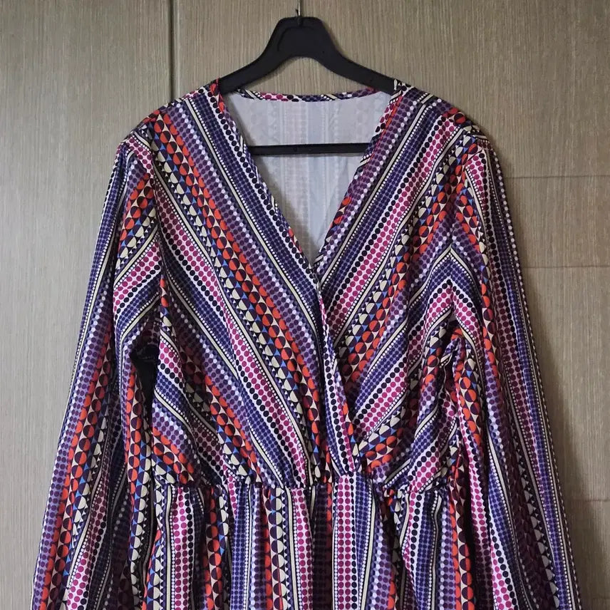 [SOLD OUT] 패턴 롱 원피스 브이넥 원피스 66