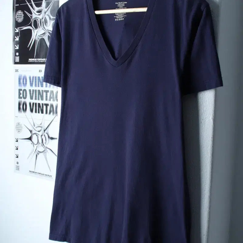 [SOLD OUT] W(M-L) 폴로 랄프로렌 반팔 티셔츠 브이넥 네이비 포니-185EB