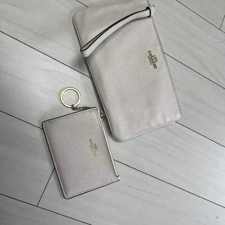 [BUNJANG] Coach Ivory Long Wallet &amp; Cardholder Set / 코치 아이보리 장지갑+카드지갑세트