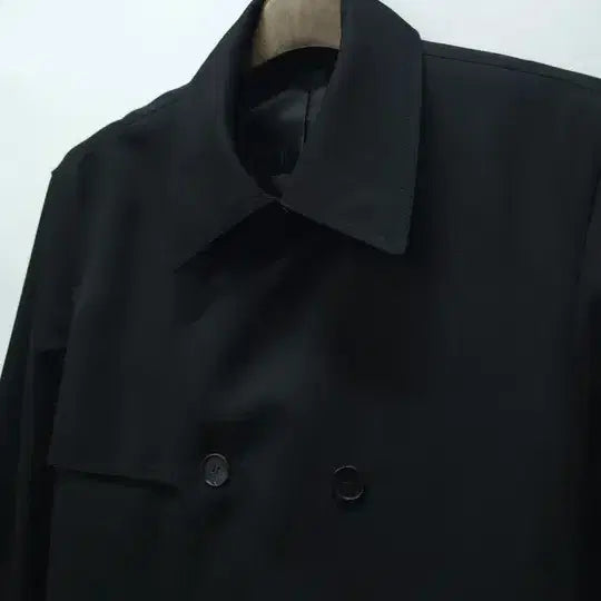 [BUNJANG] 무신사 스탠다드 울 블렌드 더블 트렌치코트 블랙 (L사이즈) / 무신사 스탠다드 울 블렌드 더블 트렌치코트 블랙 (L사이즈)