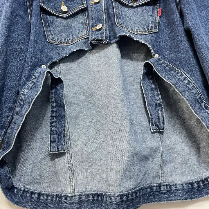 [BUNJANG] Mienne Unique Asymmetrical Denim Jacket / N6261 유니크 언발 청 자켓.mienne.미엔느