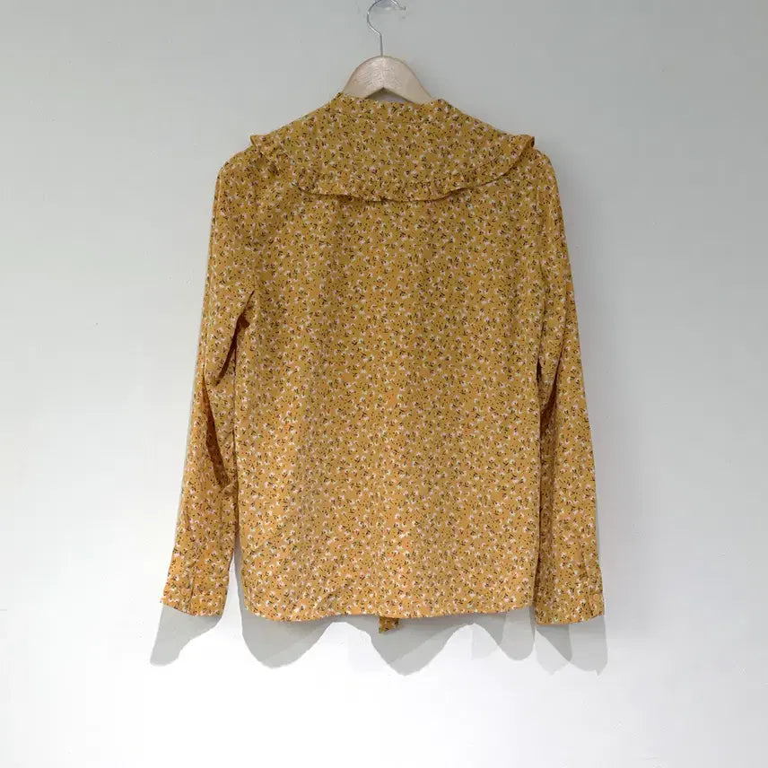 [BUNJANG] Frill Flower Yellow Long Sleeve Blouse / 프릴 플라워 옐로우 긴팔 블라우스