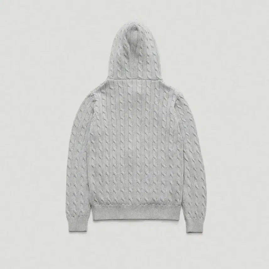 [BUNJANG] The Barnet Cable Knit Hooded Zip-Up Gray / 더바넷 케이블 니트 후드 집업 그레이