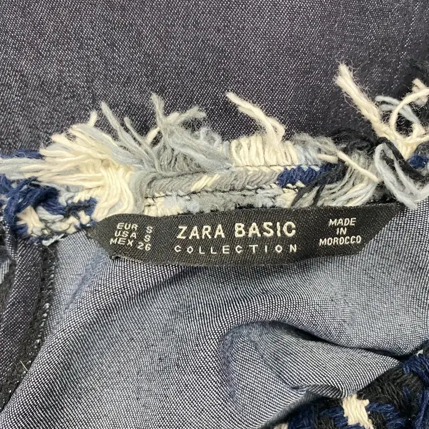 [BUNJANG] Zara Denim Accent Short Tweed Jacket / 자라(Zara) 뒤 데님 포인트 색상 숏 트위드 160