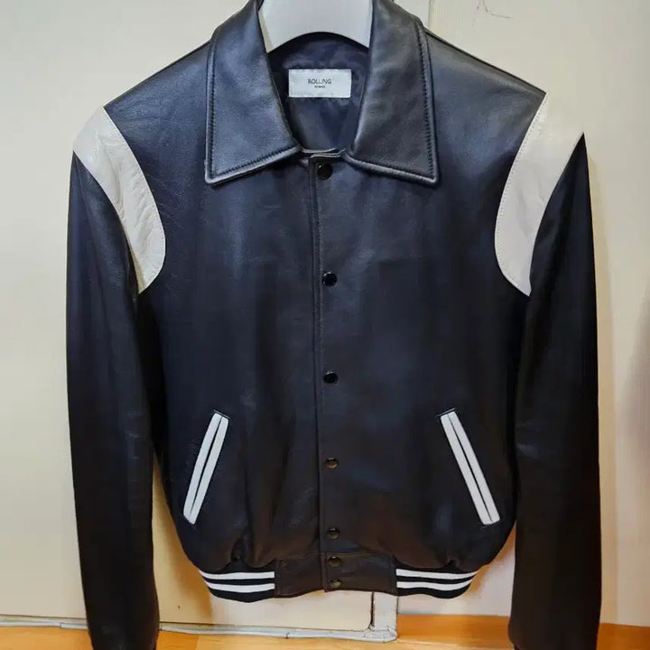 [BUNJANG] Rolling Studios Lambskin Varsity Leather Jacket / 95 M) 롤링스튜디오 램스킨 양가죽 바시티 레더 자켓