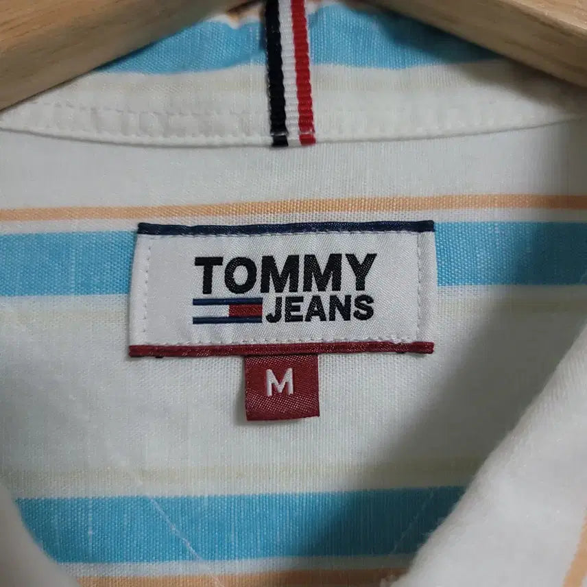 [BUNJANG] Tommy Jeans Striped Linen Shirt / (M) 타미진스 스트라이프 긴팔 마 셔츠 남방