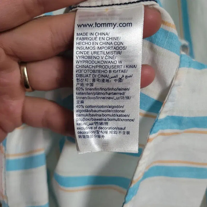 [BUNJANG] Tommy Jeans Striped Linen Shirt / (M) 타미진스 스트라이프 긴팔 마 셔츠 남방