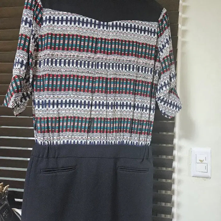 [BUNJANG] Maje Black Pattern Midi Dress / 마쥬 블랙 패턴 반팔 원피스