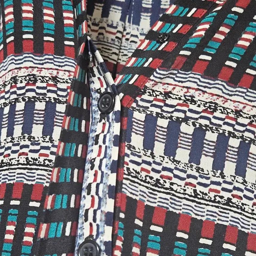 [BUNJANG] Maje Black Pattern Midi Dress / 마쥬 블랙 패턴 반팔 원피스