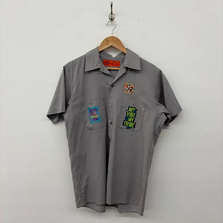 [BUNJANG] Dickies Gray ZUMBA Patch Shirt / 디키즈 셔츠 회색 + 줌바 패치 남성M