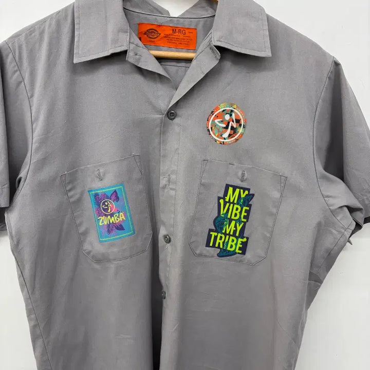 [BUNJANG] Dickies Gray ZUMBA Patch Shirt / 디키즈 셔츠 회색 + 줌바 패치 남성M