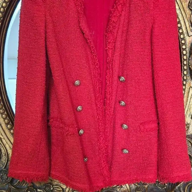 [SOLD OUT] 자라 우먼 레드 트위드 더블골드버튼자켓(44-55)