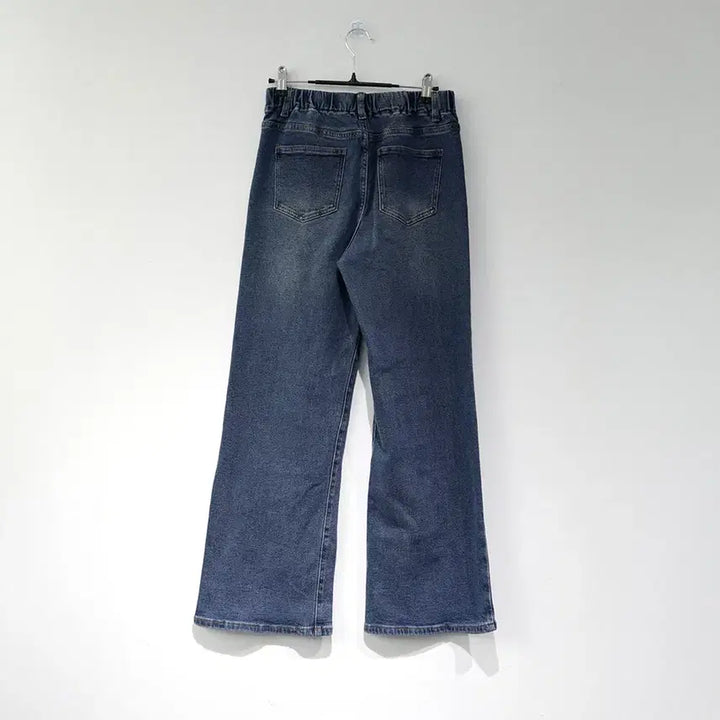 [BUNJANG] Mid-Wash Straight Leg Denim Pants / 뒷밴딩 중청 일자 데님 팬츠
