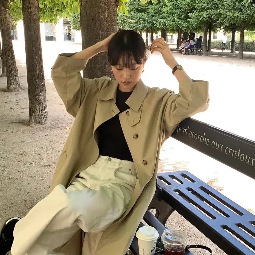 [BUNJANG] LeMore Classic Trench Coat (Sand Beige) / 르모어 클래식 트렌치코트 (샌드베이지)