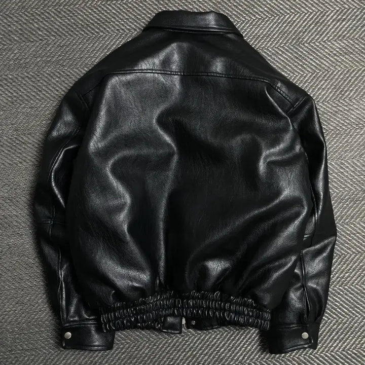 [BUNJANG] Lafayette Store Minimal Bomber Leather Jacket / 라퍼지 스토어 미니멀 봄버 레더 자켓y 5390