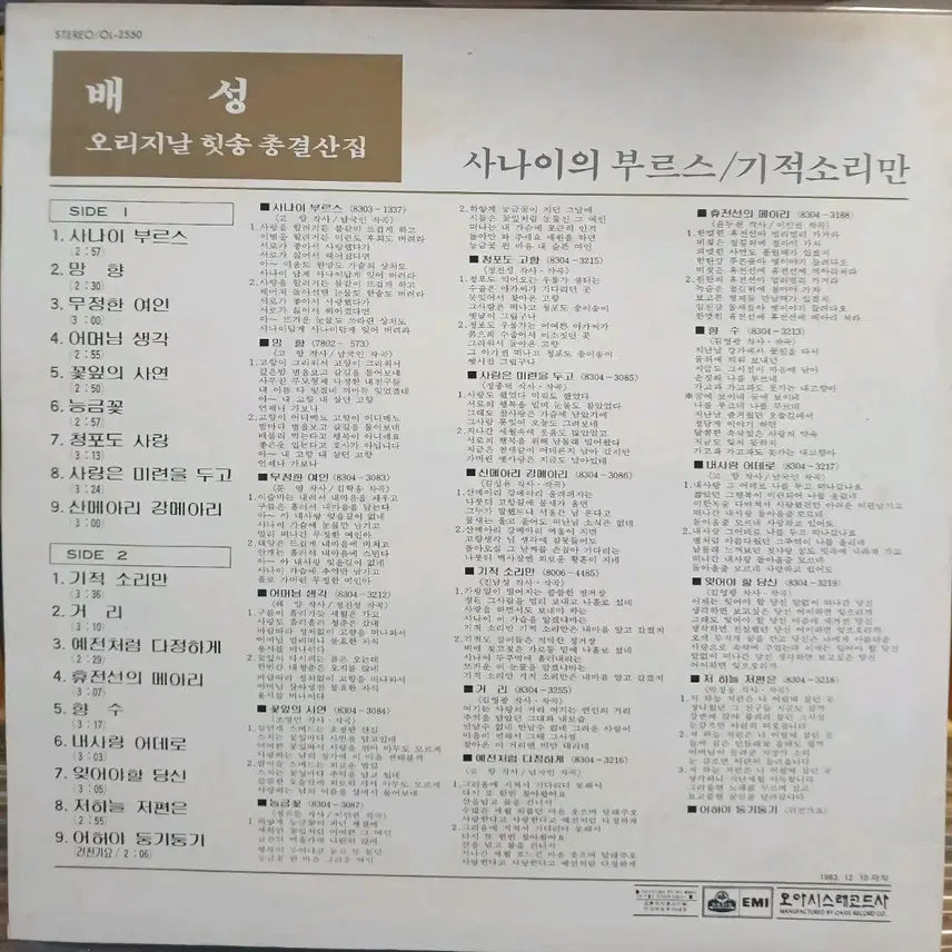 [BUNJANG] Bae Sung Original Compilation LP Record / 배성LP 오리지날 총결산집 NM+