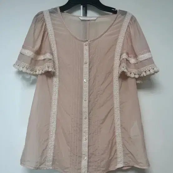 [BUNJANG] Rennyon Pink Lace Blouse / 레니본 핑크 레이스 블라우스