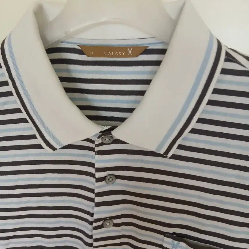 [BUNJANG] GALAXY Stripe Short Sleeve Polo Shirt / 갤럭시 GALAXY 스트라이프 반팔 카라티 95