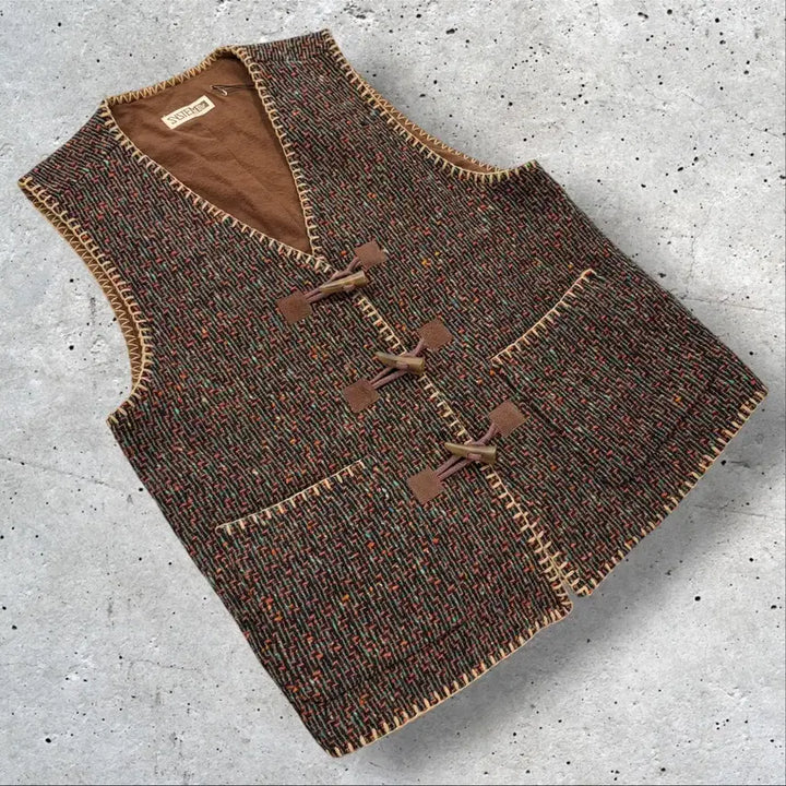 [BUNJANG] SYSTEM Tweed Check Quilted Vest / 93s 시스템 빈티지 SYSTEM 트위드 체크 누빔 조끼 베스트