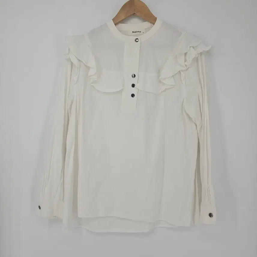 [BUNJANG] Romistory White Frill Blouse / 로미스토리 화이트 프릴 블라우스