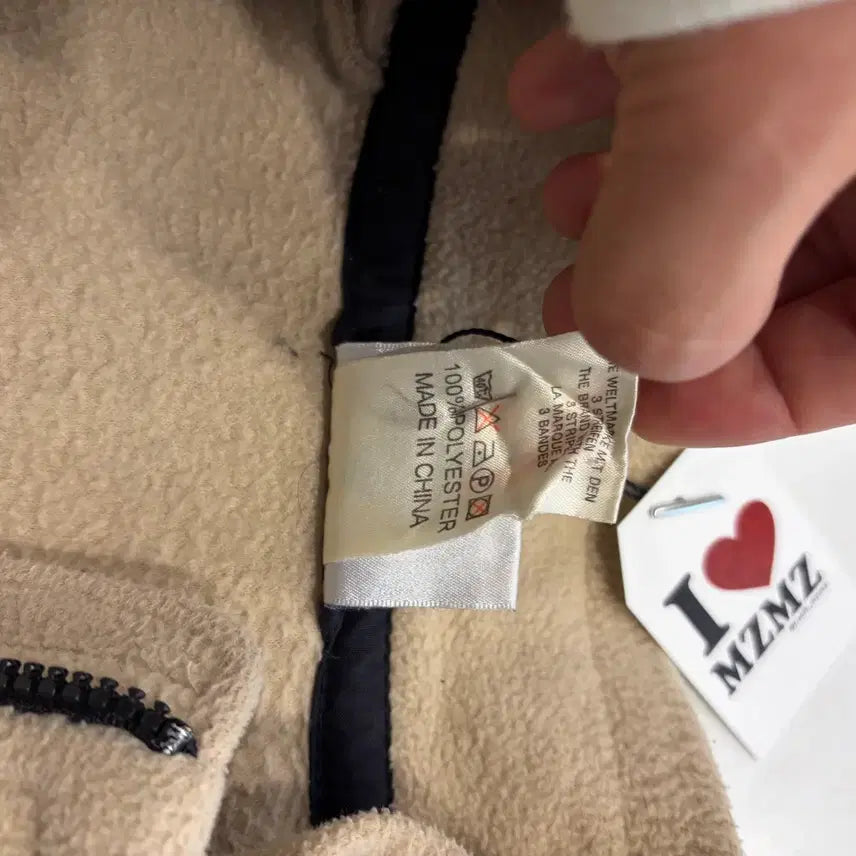 [BUNJANG] Adidas Old Big Logo Beige Fleece Jacket / [L] 아디다스 올드 빅로고 베이지색 후리스 집업