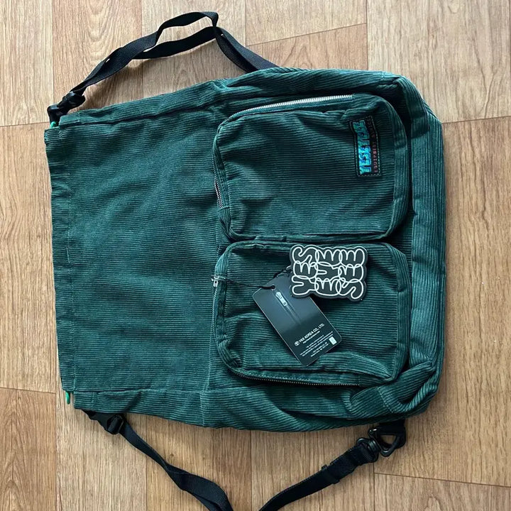 [BUNJANG] YesEyeSee Corduroy Drawstring Backpack / 예스아이씨 코듀로이 드로우스트링 백팩 그린