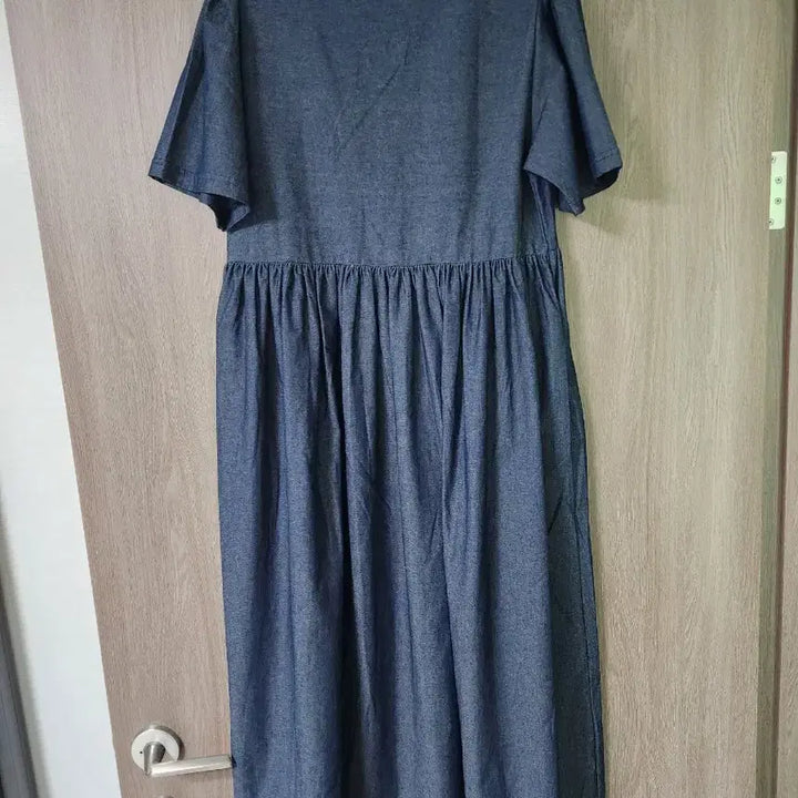[BUNJANG] Denim Long Sleeve Midi Dress / 청 데님 반팔 롱 원피스