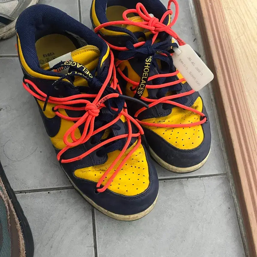 [BUNJANG] Nike Off-White Dunk Low Yellow/Navy Sneakers / 나이키 x 오프화이트 덩크 로우 노랑/네이비