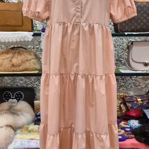 [BUNJANG] Milk Tea Blend Tiered Long Dress / MILK TEA 면 혼방 바스락 티어드 롱원피스 (55 66 77)
