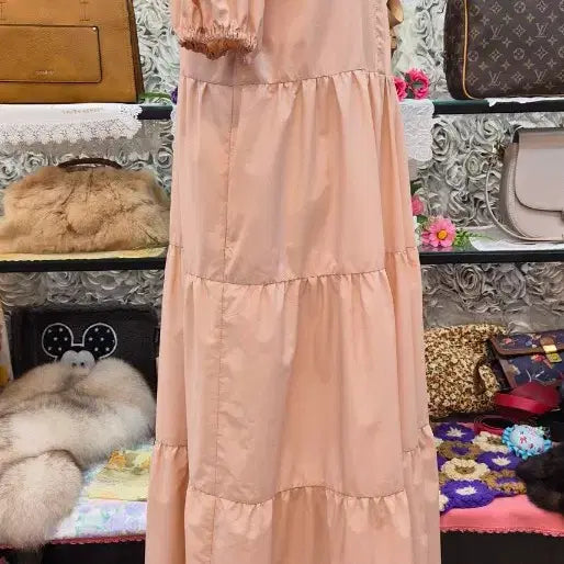 [BUNJANG] Milk Tea Blend Tiered Long Dress / MILK TEA 면 혼방 바스락 티어드 롱원피스 (55 66 77)