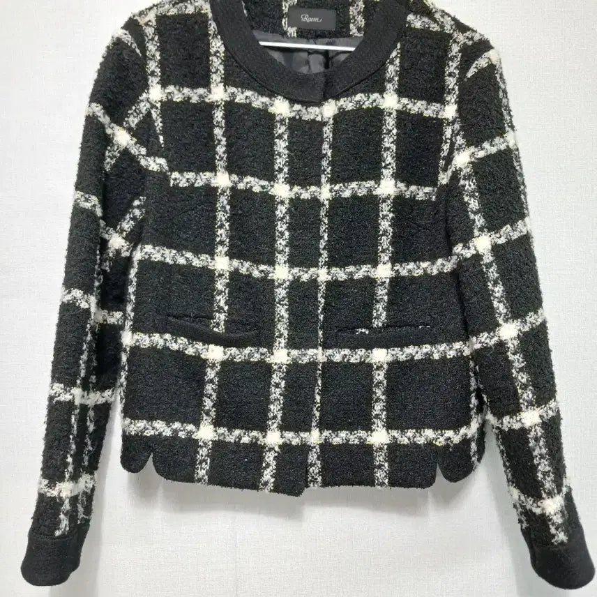 [BUNJANG] Roem Tweed Jacket / Roem 로엠 블랙 화이트 체크 트위드 자켓