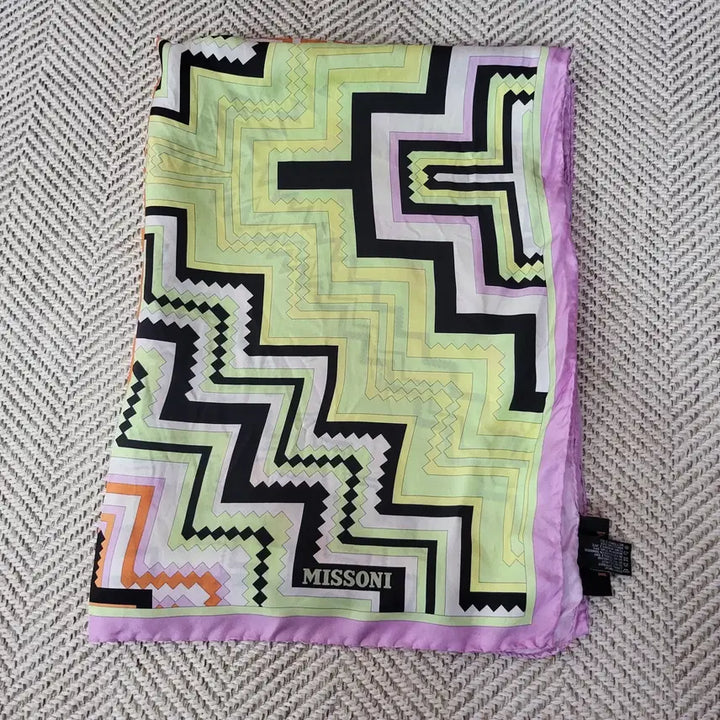 [BUNJANG] Missoni Multicolor Pattern Silk Scarf / 미쏘니 멀티컬러 패턴 실크 스카프