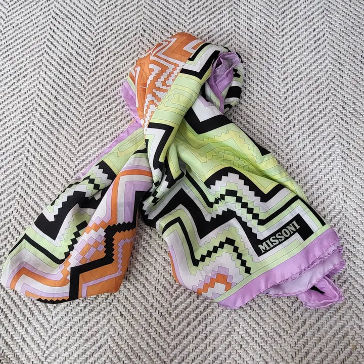[BUNJANG] Missoni Multicolor Pattern Silk Scarf / 미쏘니 멀티컬러 패턴 실크 스카프