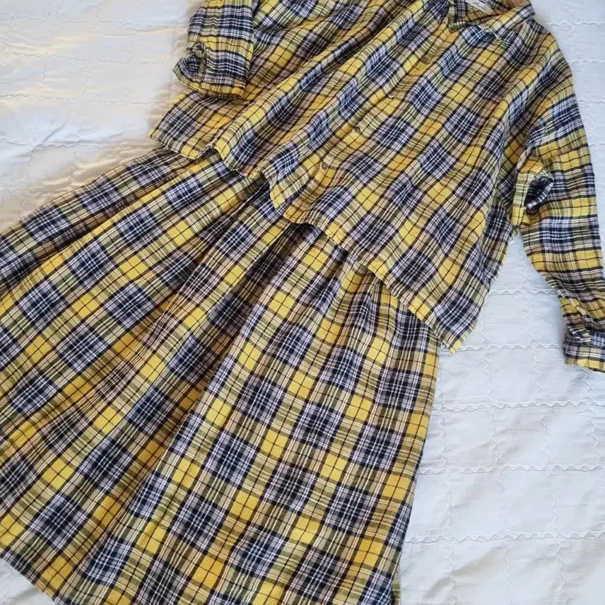 [BUNJANG] ichi Antiquites Tartan Check Linen Set / ichi Antiquites 이치안티크 타탄체크 리넨 셋업