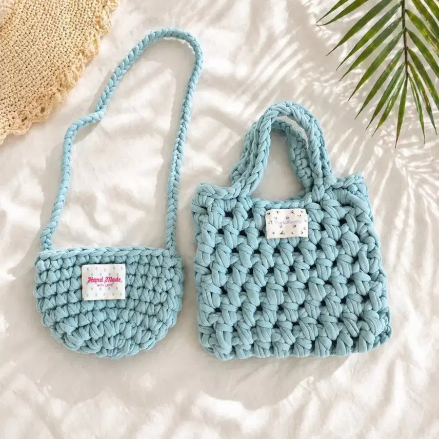 [BUNJANG] Handmade Mint Net Bag Set / 새상품) 핸드메이드 네트백 세트
